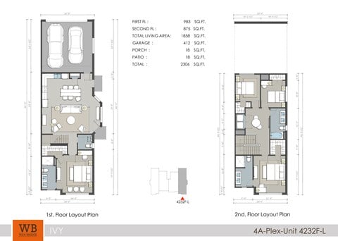 Floor plan for 4 beds, 3.5 baths, 1869 sqft